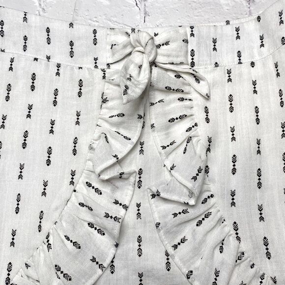 Lost & Wander Ruffle Faux Wrap Rayon Mini Skirt Black White Small - Picture 4 of 9